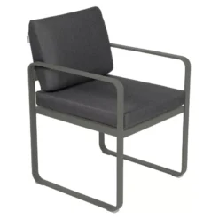 Fermob Bellevie Dining Armchair Tuinstoel Kussen Antraciet Rosemary
