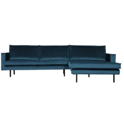 BePureHome Rodeo Velvet Met Chaise Longue Rechts Blauw