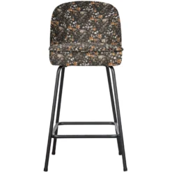 BePureHome Vogue Barkruk Fluweel 65cm Aquarel Flower Zwart