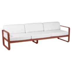 Fermob Bellevie 3 Zits Loungebank Kussen Wit Red Ochre