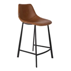 Dutchbone Franky Barkruk Laag Leer Bruin