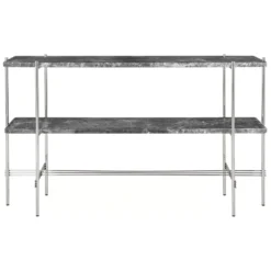 Gubi TS Console 120x30x72 Polished Steel Grey Emperador Marble