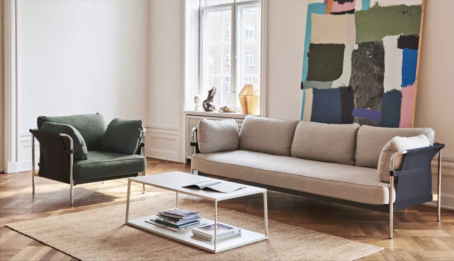 Hay Can Fauteuil Frame Chroom, Canvas Cream, Steelcut 975 5 Hay Can Fauteuil Frame Chroom, Canvas Cream, Steelcut 975 - Afbeelding 3