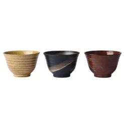 HKliving Kyoto Matcha Kom Ø12.5 Set Van 3