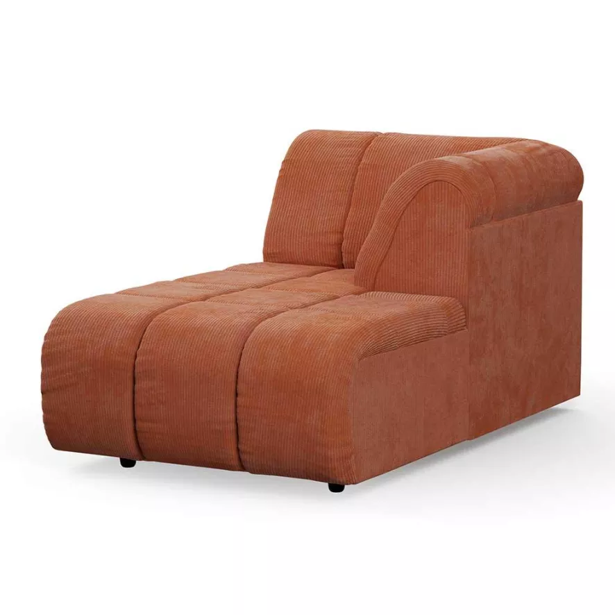 HKliving Wave Bank Element Left Divan Corduroy Rib Dusty Orange 9 HKliving Wave Bank Element Left Divan Corduroy Rib Dusty Orange - Afbeelding 7