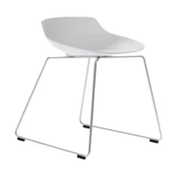 MDF Italia Flow Stool Kruk 44cm Wit Met Slede Onderstel Chroom