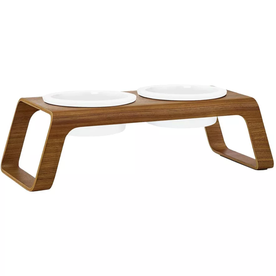 MiaCara Desco Hondenvoerbak Porselein Medium Walnoot 3 MiaCara Desco Hondenvoerbak Porselein Medium Walnoot