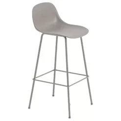 Muuto Fiber Backrest Tube Barkruk 75cm Grijs