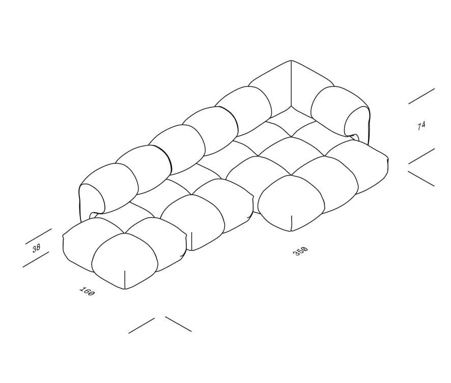 Objekte Unserer Tage Sander 4-zits Bank Links Midnight Blue 11 Objekte Unserer Tage Sander 4-zits Bank Links Midnight Blue - Afbeelding 9
