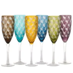 POLSPOTTEN Multicolour Blocks Champagneglas Set Van 6
