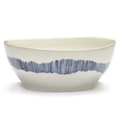 Serax Feast By Ottolenghi Kom Ø18 White Swirl Stripes Blue