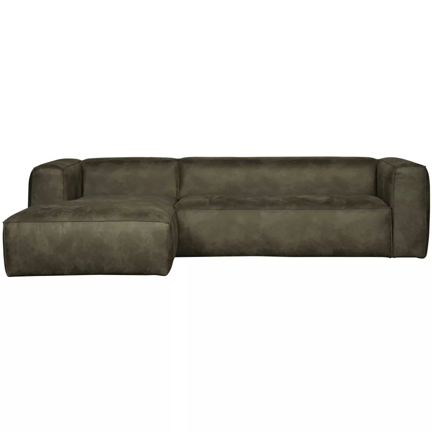 WOOOD Exclusive Bean Bank Met Chaise Longue Links Leer Army 3 WOOOD Exclusive Bean Bank Met Chaise Longue Links Leer Army